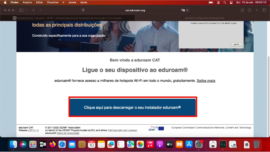 descarregar o instalador eduroam