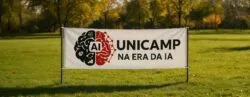 Faixa com o texto: Unicamp na era da IA