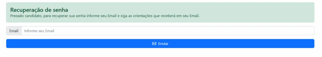 Formulário para recuperação de senha