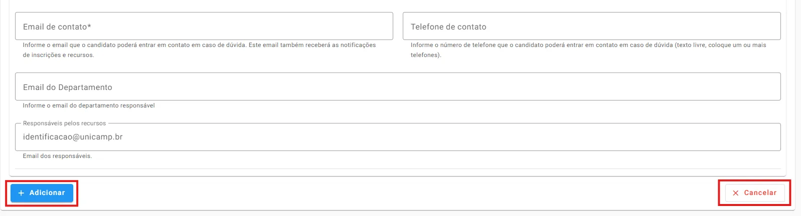 adicionar/cancelar