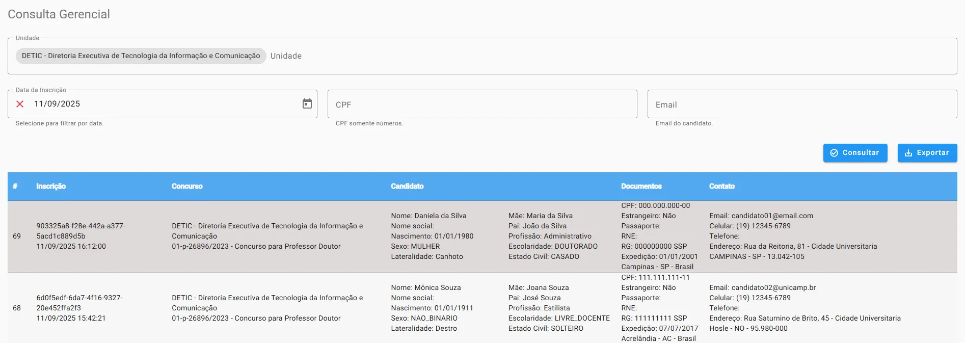 Consulta gerencial